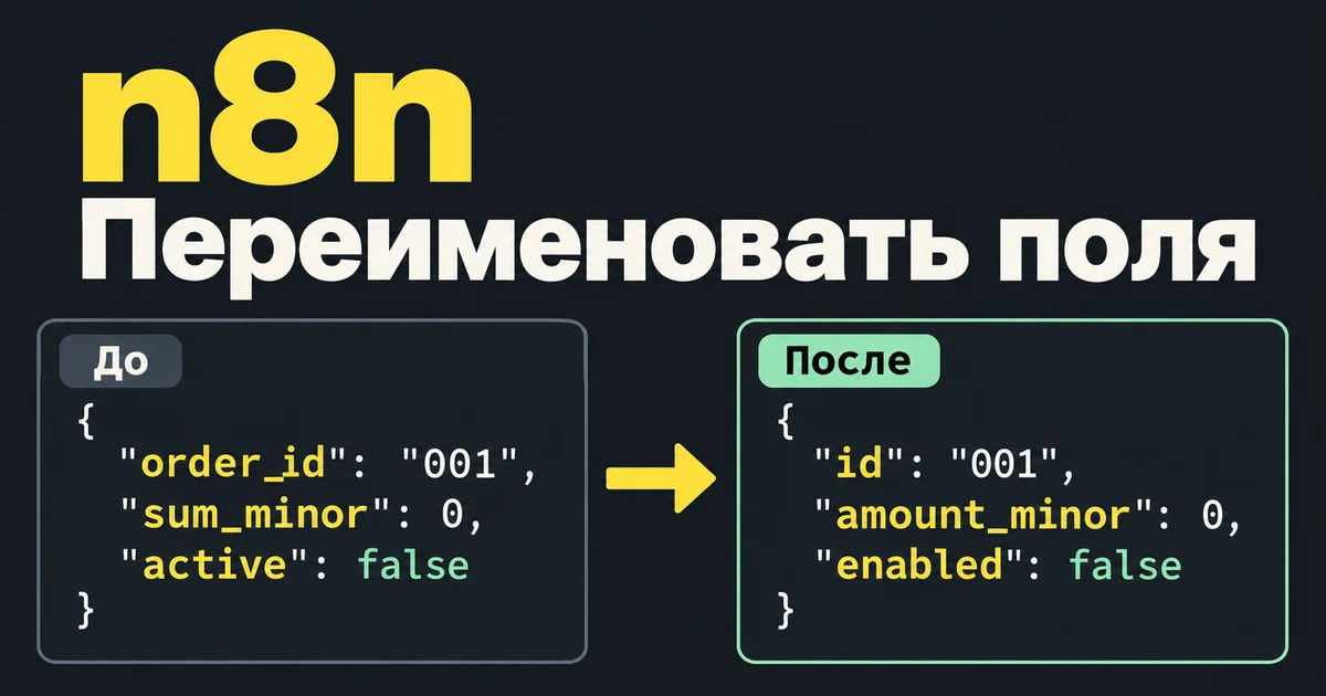 Как переименовать поля JSON в n8n через Rename Keys