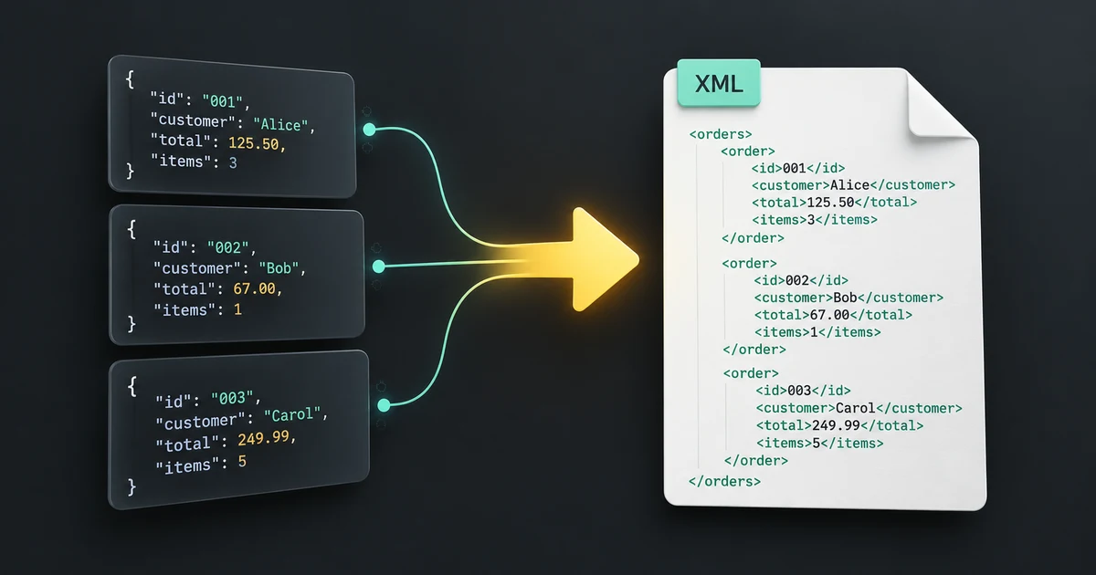 Как преобразовать JSON в XML в n8n и скачать файл