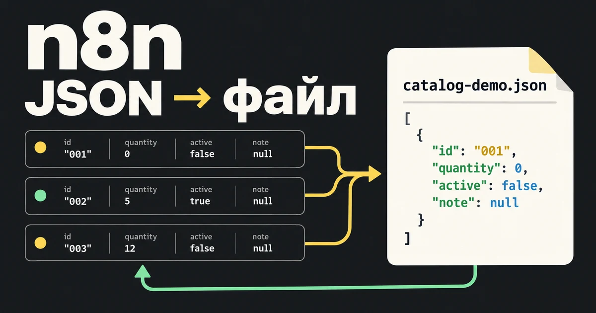 Как создать JSON-файл в n8n через Convert to File