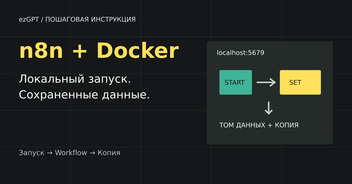 Как установить n8n локально через Docker и сохранить данные